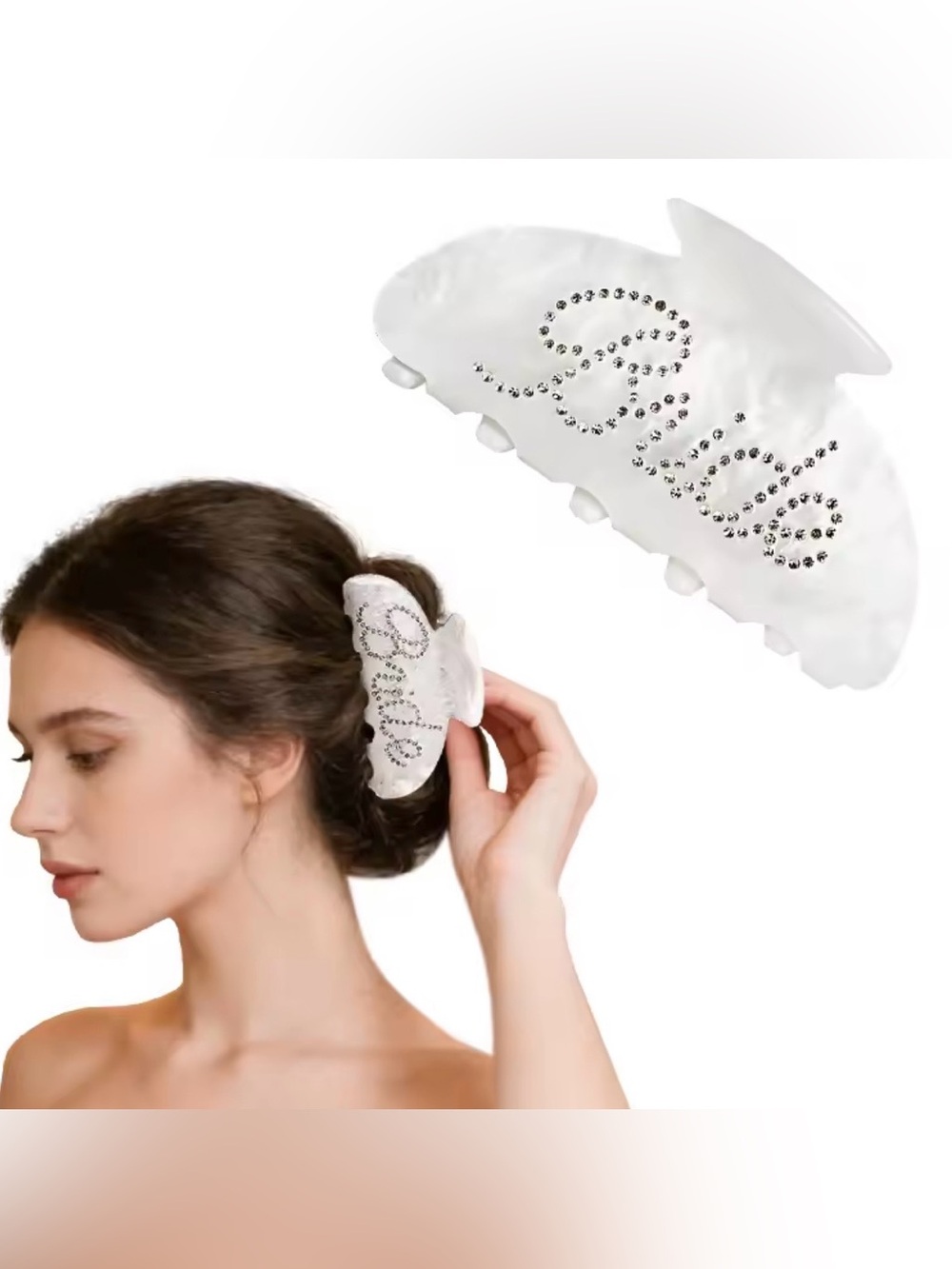 Macy's White Rhinestone Hair Claw Clip
